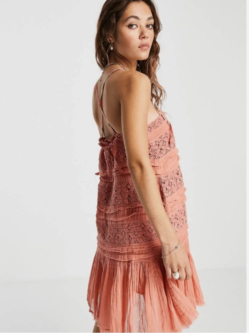 Free People Shailee Mini Dress in Coral